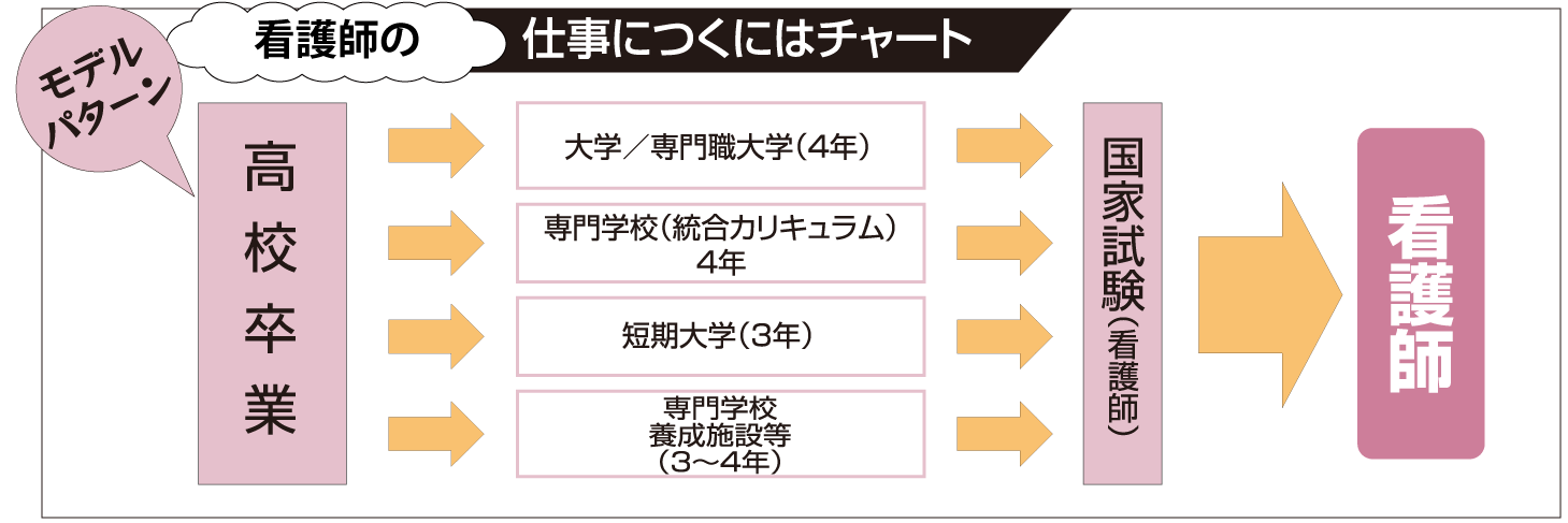 看護師の仕事につくにはチャート